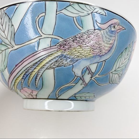 Vintage WBI Chinoiserie Blue Pink Decorative Bowl - Picture 5 of 11